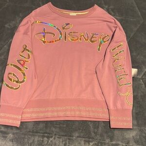 Disney Pink and Gold Sweatshirt with Crew Neck and Relaxed Fit